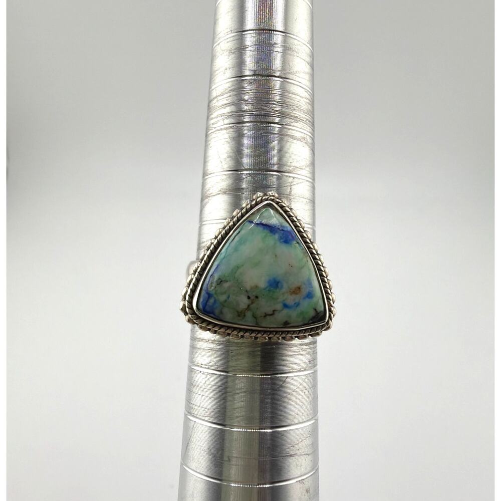 Natural Variscite 925 Sterling Silver Southwest-Style Ring Size 7.5
